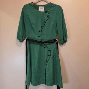 Modcloth Green Satin Dress with Belt S